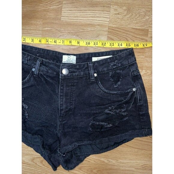 COTTON On 91 Mid Saturday Denim Shorts Distressed Size 8 EUC Black G - Picture 4 of 7